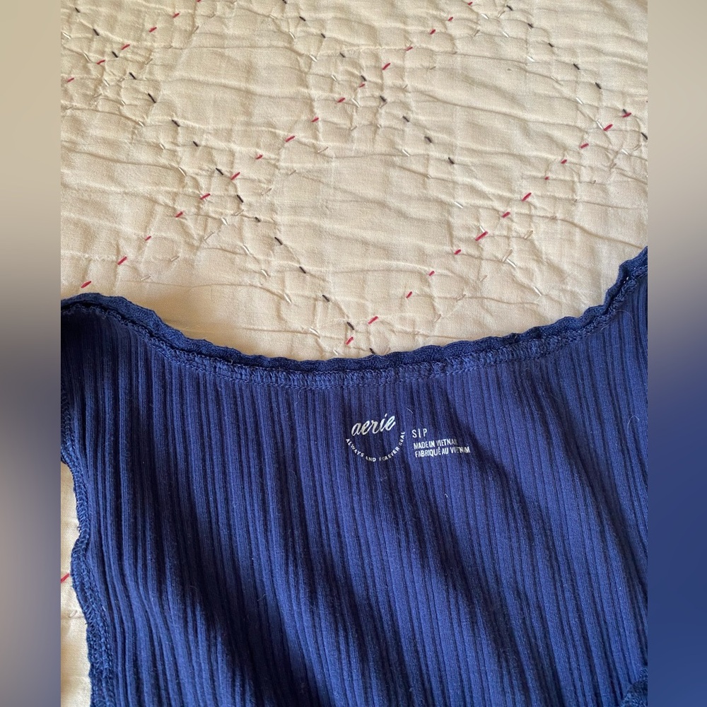 Aerie Blue Ribbed Tank - Picture 2 of 5